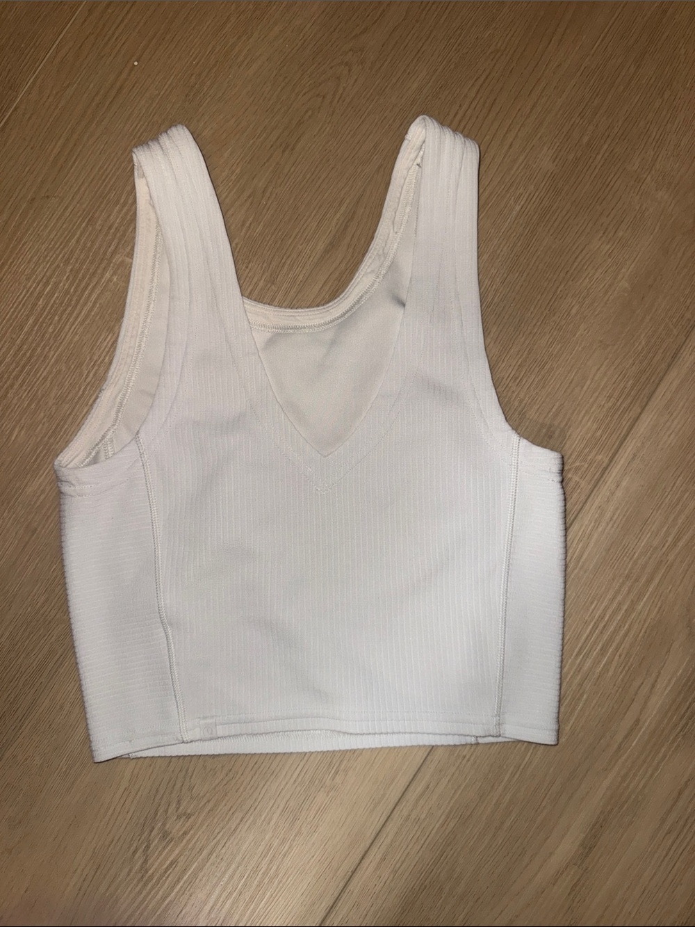 lululemon athletica White Ribbed V-Neck Crop Tank